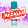 Americaine® 20% Benzocaine Topical Anesthetic Spray overlays leukemia cells and a red RECALL banner
