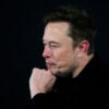 Tesla and SpaceX's CEO Elon Musk pauses during an in-conversation event with British Prime Minister Rishi Sunak at Lancaster House on November 2, 2023 in London, England. Sunak discussed AI with Elon Musk in a conversation that is played on the social network X, which Musk owns