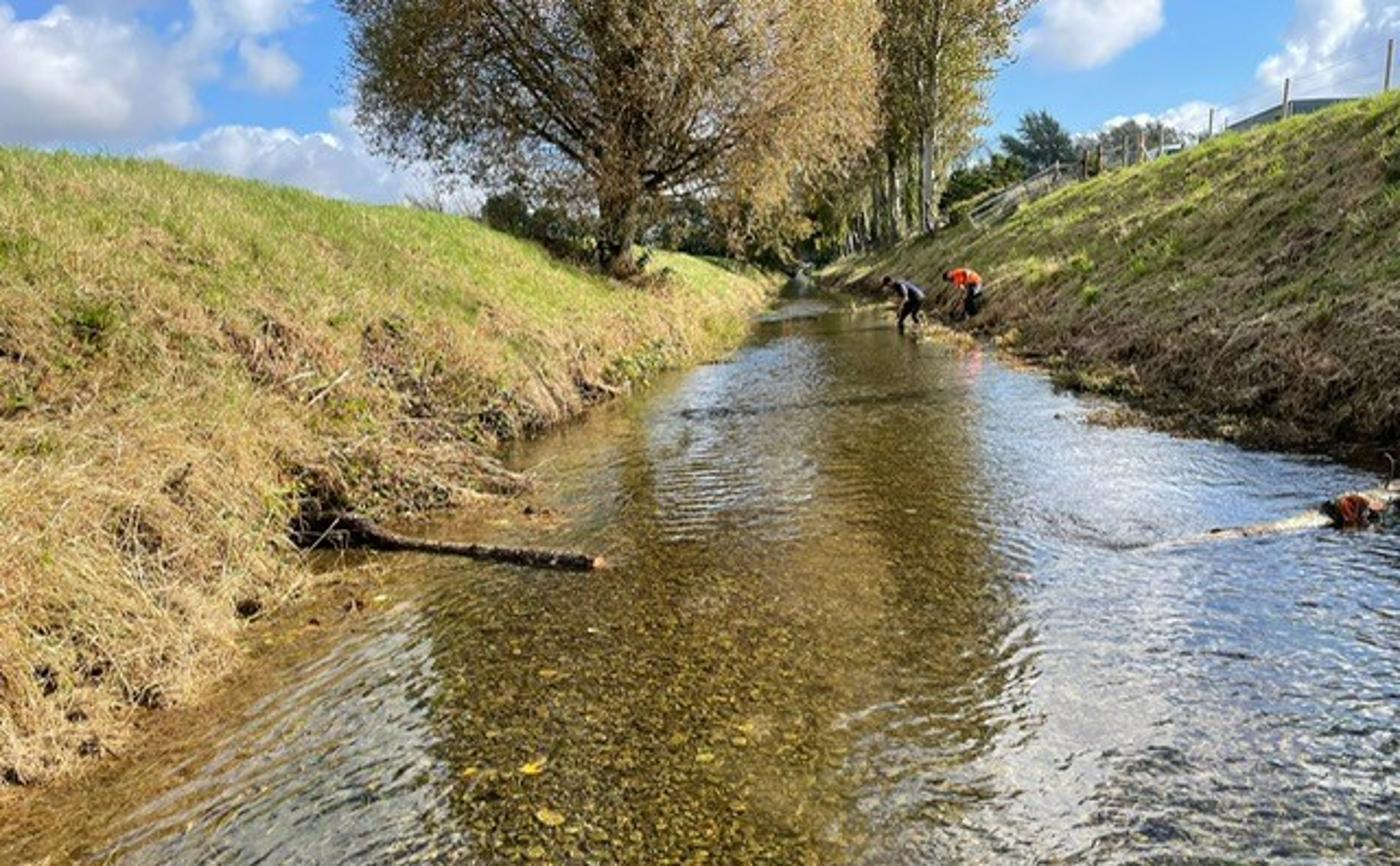 A photograph of the devastation caused by John Price on the River Lugg in England